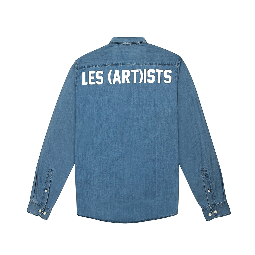 Les (Art)ists Luke Denim Shirt in Bleach - Organic Cotton Fleece 