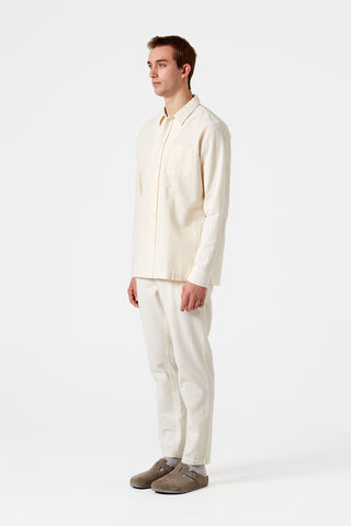Edmmond Studios - Murano Long Sleeve Seersucker Shirt in Off White