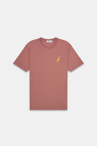 Olow Banana Chill Embroidered Tee in Pomegranate