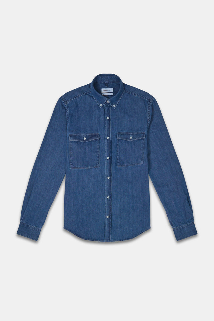 Edmmond Studios - Denim Pocket Shirt in Bleach