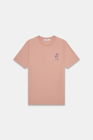 Olow Leaf Embroidered Tee in Rose