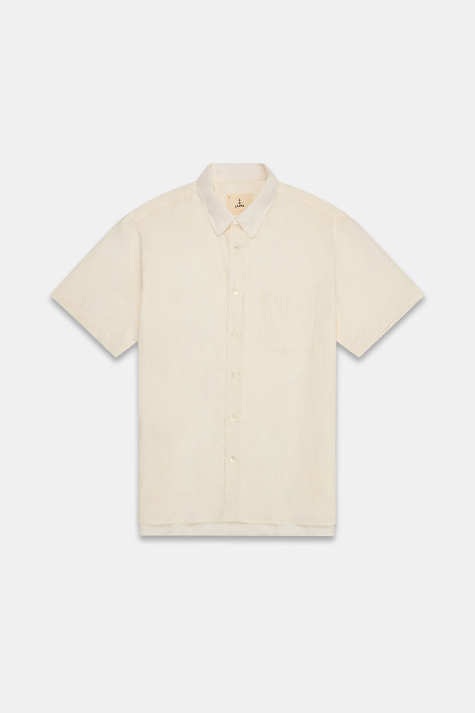 La Paz Ribeiro Short Sleeve Linen Shirt in Ecru