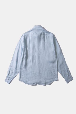 Edmmond Studios - Long Sleeve Button Down Collar Linen Shirt in Light Blue