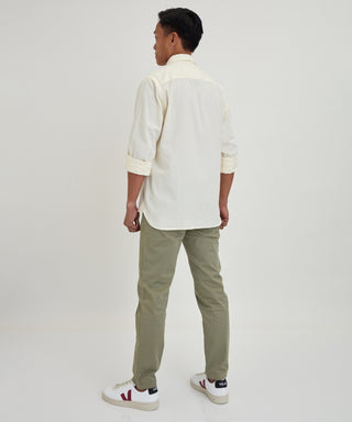 La Paz Branco Long Sleeve Herringbone Shirt in Ecru