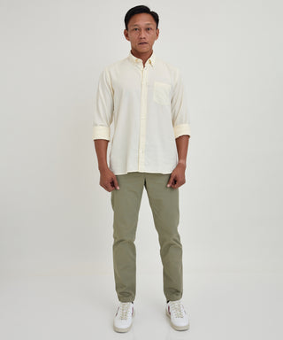 La Paz Branco Long Sleeve Herringbone Shirt in Ecru