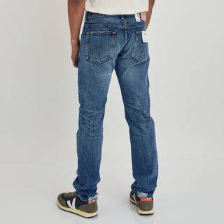 Edwin Japan Regular Tapered Denim - Mid Washed - Indigo - Ripped