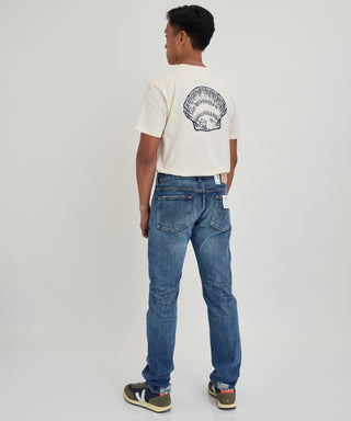 Edwin Japan Regular Tapered Denim - Mid Washed - Indigo - Ripped