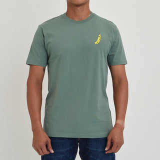 Olow Banana Chill Embroidered Tee in Green