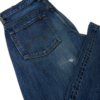 Edwin Japan Regular Tapered Denim - Mid Washed - Indigo - Ripped