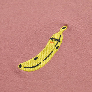Olow Banana Chill Embroidered Tee in Pomegranate